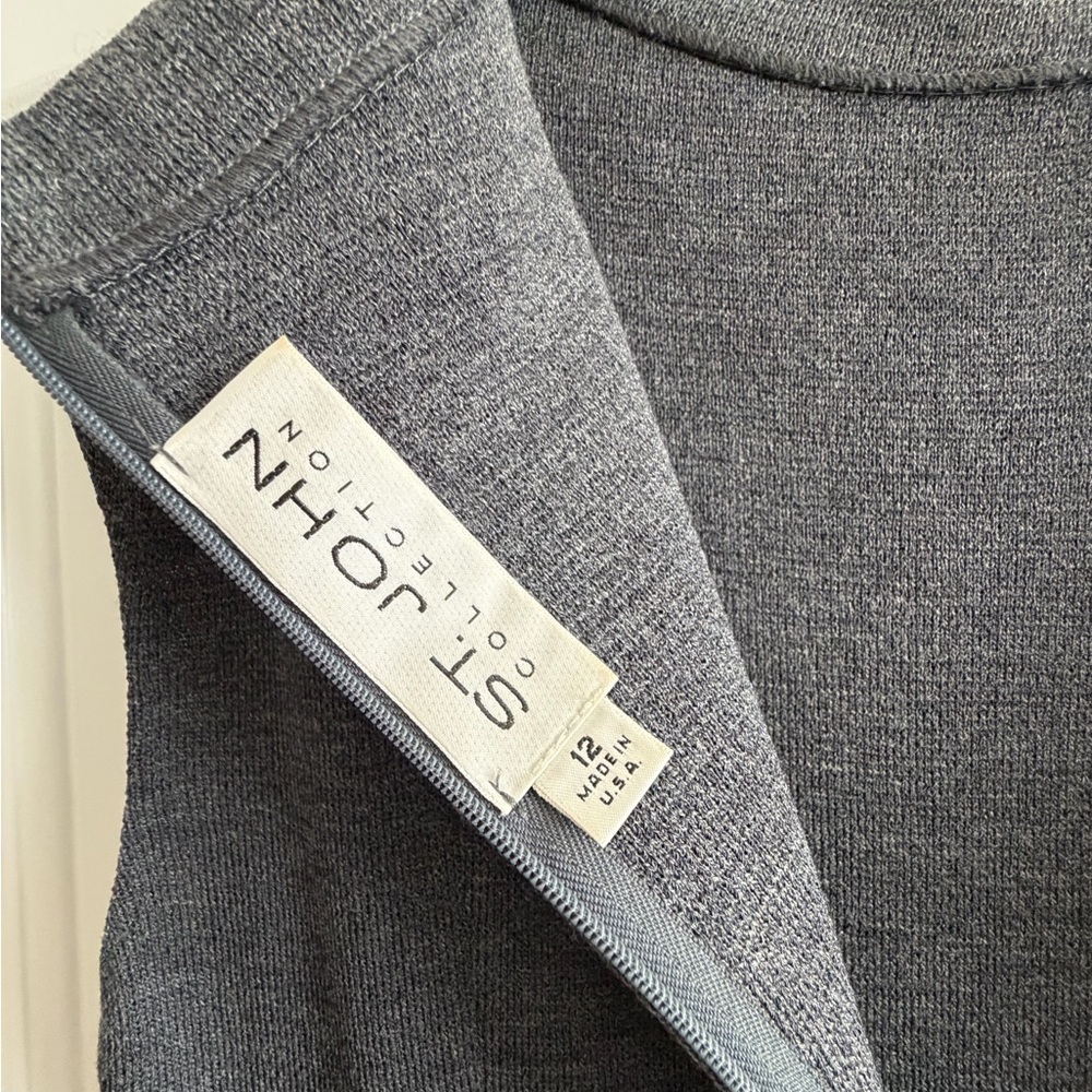 St. John Collection Gray/Brown color block hem Midi Dress - Picture 6 of 13